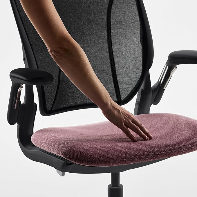 Humanscale World LM Black Catena Mesh Ergonomic Office Chair for Desk with Slate Gray Autumn Seat, Adjustable Simple Desk Chair, Black Frame