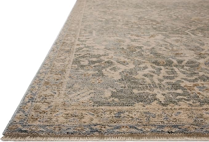 Loloi Magnolia Home by Joanna Gaines Junie Collection JUE-01 Blue/Natural 7'-10" x 7'-10", .38" Pile Height, Round Area Rug