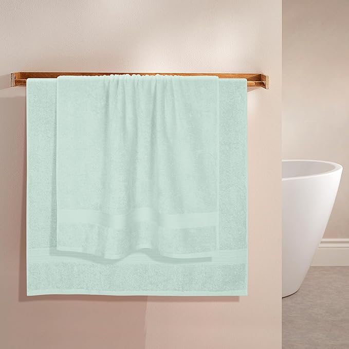 BOUTIQUO Cotton 2 Pack Oversized Bath Towel Set, Large Bath Towels 27x54, Ultra Soft, Absorbent, Compact, Quick Drying and Lightweight, Eco-Friendly and 100% Recyclable Towel Set - Sea Green