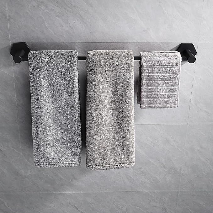 GERZWY 24-Inch Single Towel Bar, Bathroom Towel Holder, Wall Mounted SUS304 Stainless Steel Towel Rack, Matte Black