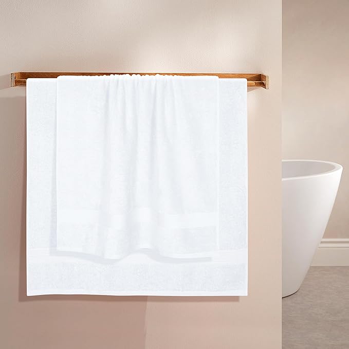 BOUTIQUO Cotton 2 Pack Oversized Bath Towel Set, Large Bath Towels 27x54, Ultra Soft, Absorbent, Compact, Quick Drying and Lightweight, Eco-Friendly and 100% Recyclable Towel Set - White