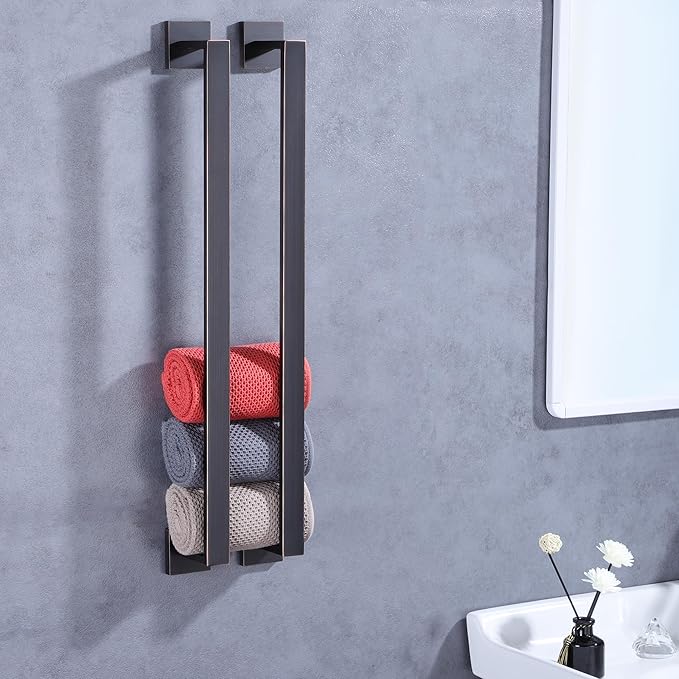 LANC ORB 20-Inch Towel Bar for Bathroom Wall Mounted Heavy Duty Square Towel Rack Oil Rubbed Bronze Towel Hanger Bath Towel Holder Towel Rail Total-22 Towel Rod, A8804ORB-5P1