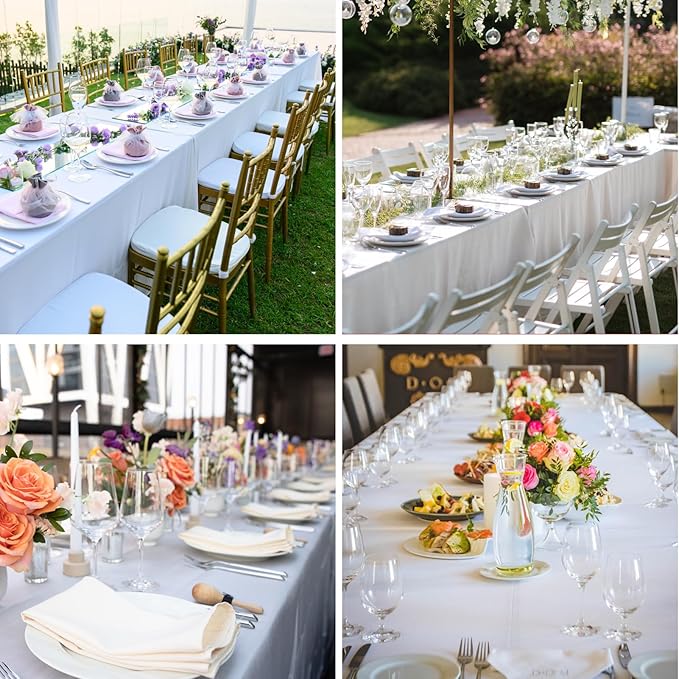 Rectangular Tablecloth 90x156 Inch 10 Pack White Table Cloths for 8ft Stain Resistant Decorative Washable Polyester Rectangle Tablecloths for Dining Table Banquets Buffet Parties and Wedding