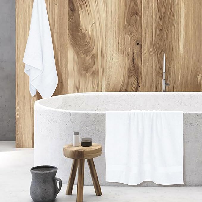 BOUTIQUO Cotton 2 Pack Oversized Bath Towel Set, Large Bath Towels 27x54, Ultra Soft, Absorbent, Compact, Quick Drying and Lightweight, Eco-Friendly and 100% Recyclable Towel Set - White