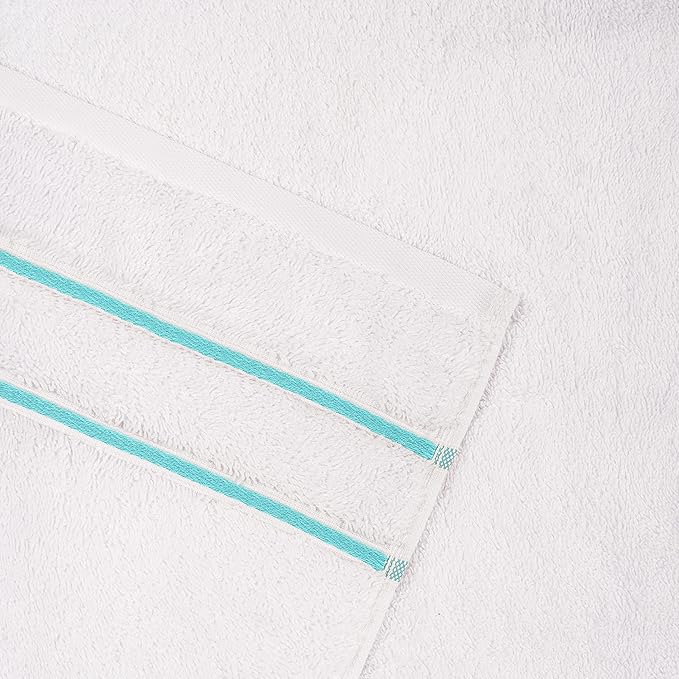 4 Packed White Washcloth Set, 100% Turkish Cotton Washcloths Washrags, Small Hand Face Towels for Bathroom and Kitchen, Turquoise Blue
