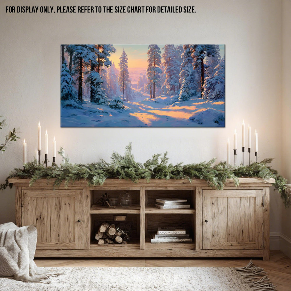 TEPAKIHI Winter Landscape Snowy Forest Canvas Wall Art, Nature Winter Scene Painting for Living Room Bedroom Decor, Ready to Hang Framed Artwork Picture (16x32 inches)