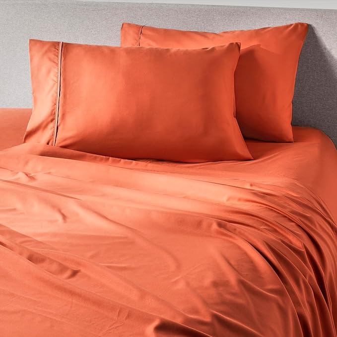 PeachSkinSheets Pumpkin Spice Sheet Set - 1500tc Level of Softness - Extra Soft Cooling Sheets for Hot Sleepers and Night Sweats - Regular King Size…