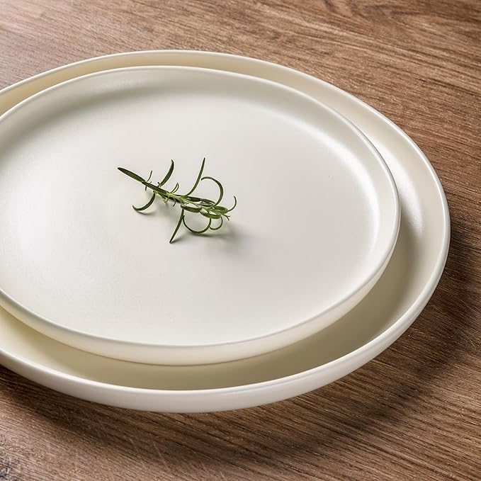 AmorArc Ceramic Dinnerware Sets, Wavy Rim StonewarePlates and Bowls Sets, Highly Chip and Crack Resistant | Dishwasher & Microwave & Oven Safe Dishes set, Service for 4 (12pc)