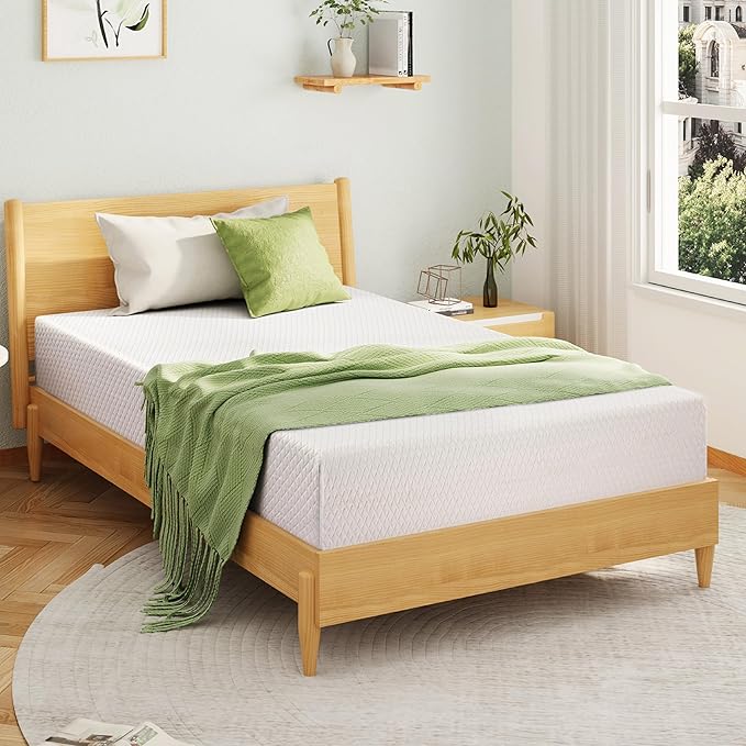 EGOHOME King Size Memory Foam Mattress, 10 Inch Bed Mattress in a Box with Cooling Green Tea Gel, Relieve Pressure with Medium Support, CertiPUR-US Certified, 80''L x 76''W, White