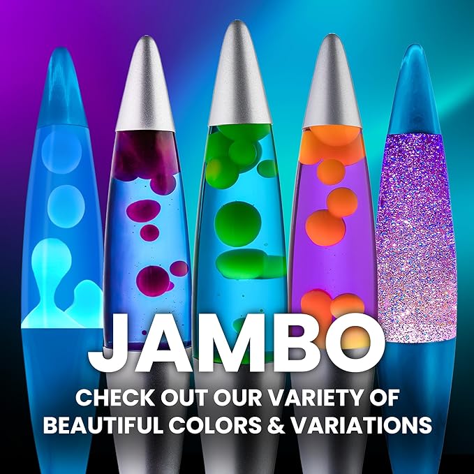 JAMBO 16" Beautiful Lamp- Purple with Pink Wax, Relaxing Liquid Light, Night Light Nightlight, Home Decor Living Room Office Bedroom Lamp for Adults Teens Kids, Magma Motion