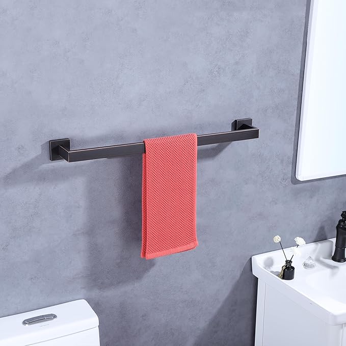 LANC ORB 24-Inch Bath Towel Bar 2 Pack Bathroom Kitchen Single Towel Rack Oil Rubbed Bronze Towel Holder Wall Mounted Towel Hanger Towel Rod Stainless Steel Towel Rail, A8804-6ORB