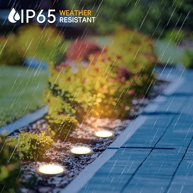 5 Inch LED Low Voltage Under Ground Lighting, 6.5W In Ground Well Light with Grated Top, 12V 3000K Warm White Waterproof Outdoor Lights for Garden Fence Pathway Deck Driveway Walkway, 4 Pack