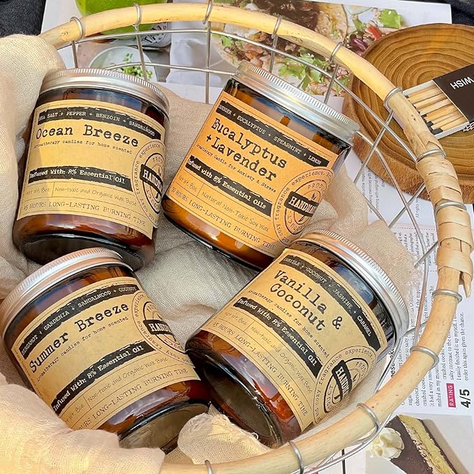 KOTKAS Lavender Eucalyptus Scented Candles - 8oz Natural Scented Soy Candles for Home Non Toxic Aromatherapy Lavender Candles Gifts for Women Bath Relaxing Calming Soothing Relaxation Stress Relief