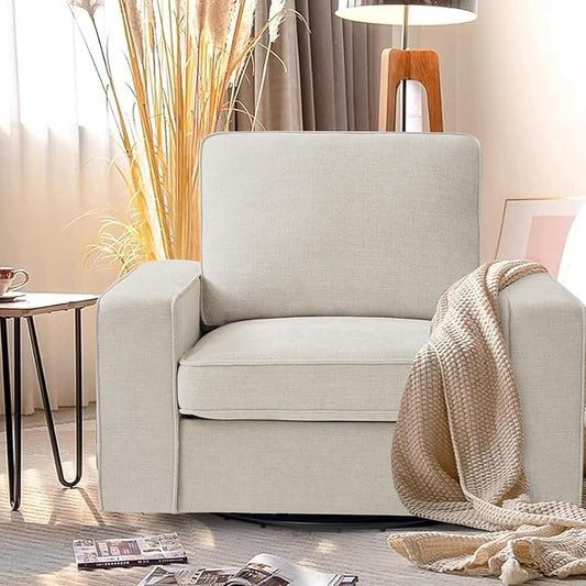 LEISLAND 40" Swivel Accent Chair, Small Couch Sofas for Small Spaces, Fabric Living Room Chairs with Solid Wood Frame, Removable Cushion and Detachable Sofa Cover(Beige)