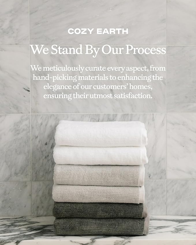 Cozy Earth Ribbed Bath Sheet Set - 60% Cotton 40% Viscose from Bamboo Bath Sheets - Soft & Absorbent Textured Ribbed Pattern - 2 Pack Light Grey