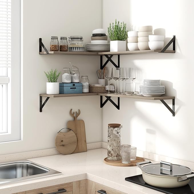 Axeman Floating Shelves for Wall 40 Inch | 39.4W x 8D Rustic Grey Wood Floating Shelves Set of 2 | 8" Deep Long Wall Shelves for Bathroom Kitchen Living Room | Bookshelf Display Shelves
