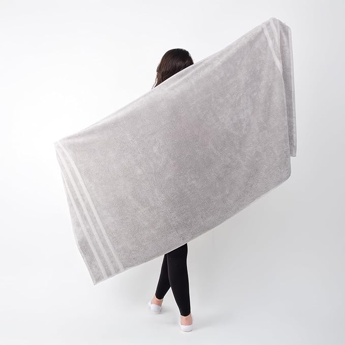 SOFE H&L | Olea Luxury Turkish Cotton Bath Towels Set of 3 : 1 Bath Towel, 1 Hand Towel, 1 Wash Cloths, Cool Gray |Thick, Premium, Soft, Durable, Absorbent - Hotel Quality Towel Sets for Bathroom