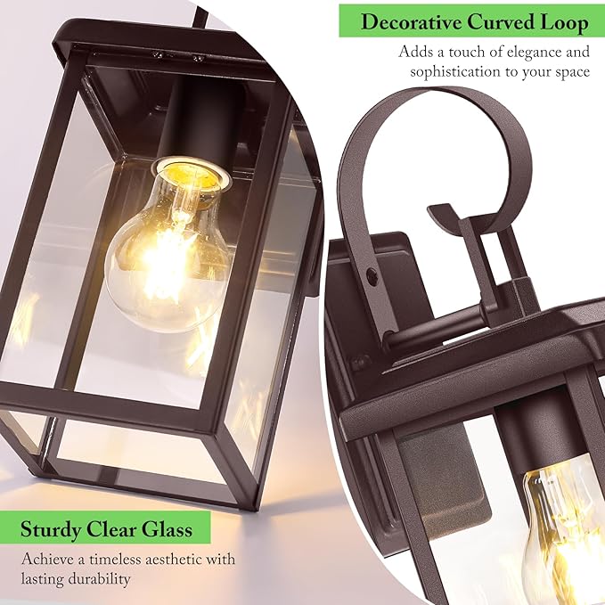 BesLowe 2-Pack Outdoor Wall Light Fixtures, Exterior Lighting Fixtures Wall Mount, Waterproof Porch Lights Outdoor Wall Sconces Lanterns, Modern Outside Lights for House Front Door Garage, Brown