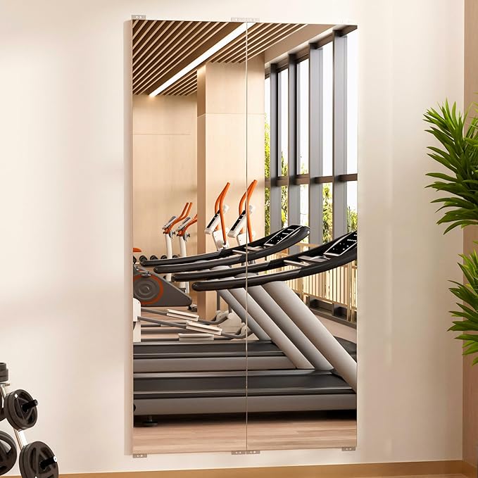 brisafe 2PCS 63" x 20" Gym Mirror - Full Length Wall Mirror for Gyms, Dance Studios, Home and Yoga - Easy Installation, Ultra Light Shatterproof Nano Miorror Reduces 60% Commercial Insurance Costs