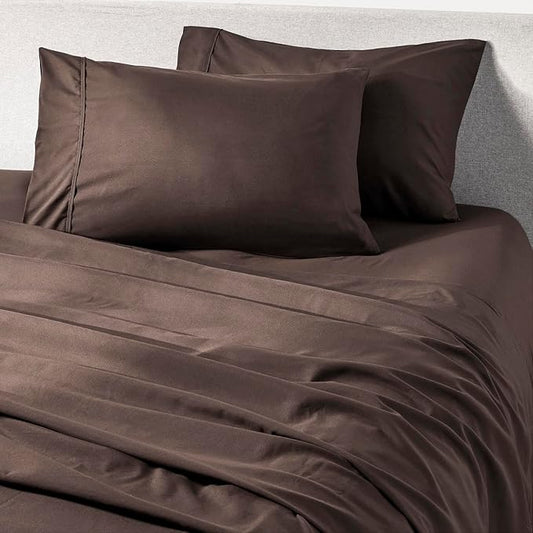 PeachSkinSheets Chocolate Sheet Set - 1500tc Level of Softness - Extra Soft Cooling Sheets for Hot Sleepers and Night Sweats - XL Twin Size