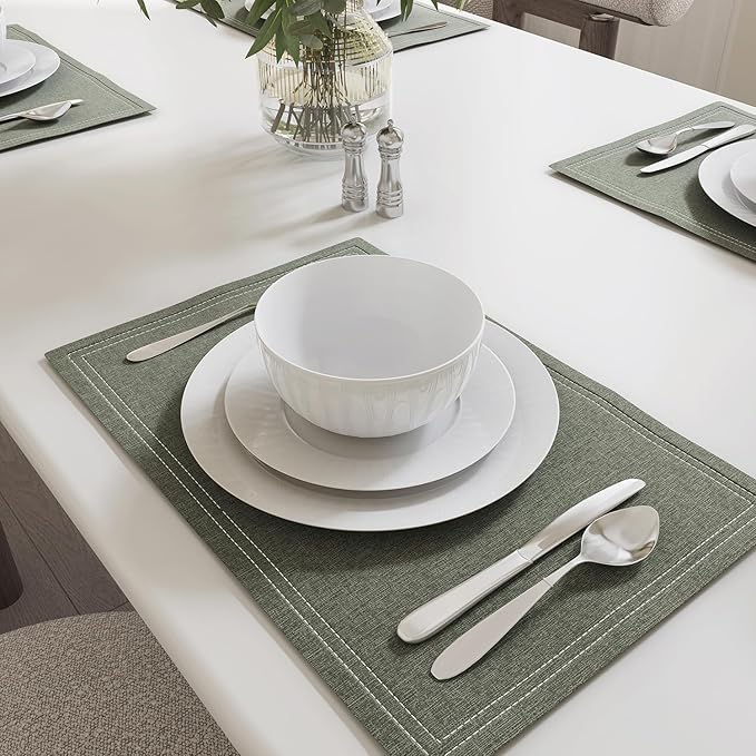 Yoshy Bone China Dinnerware with Lightweight Durable Chip Resistant Design Service for 4 (12 Piece - Service for 4, Streamsong)