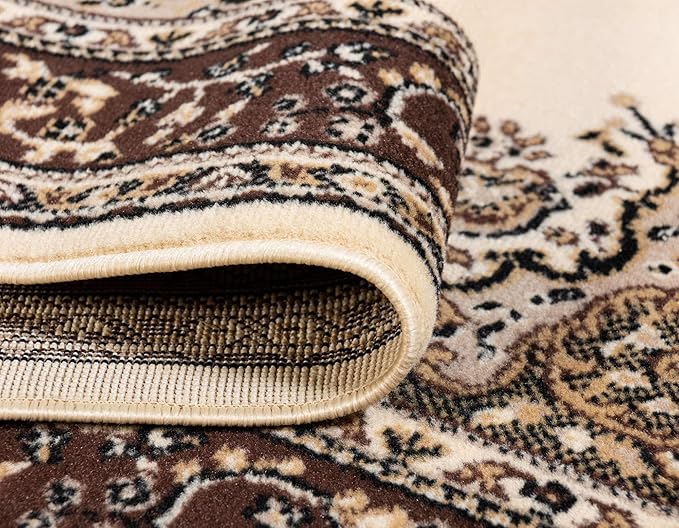 Unique Loom Reza Collection Traditional Persian Style Area Rug, 9 x 12 ft, Ivory/Brown