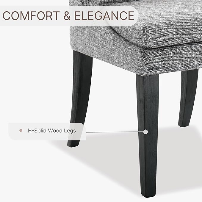Upholstered Dining Chairs Modern Sidechair Performance Fabric High Back Armlesschair for Diningroom Kitchen,Dark Grey,Set of 2(1 Box)