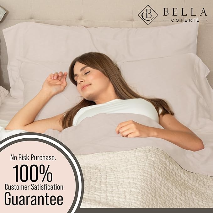 Bella Coterie Luxury Bamboo Viscose 34” Split Top King Size Sheet Set | 1 Fitted Sheet for Sleep Number & Adjustable Beds | 100% Organically Grown | Cooling & Soft | 18” Deep Pocket [Dune]