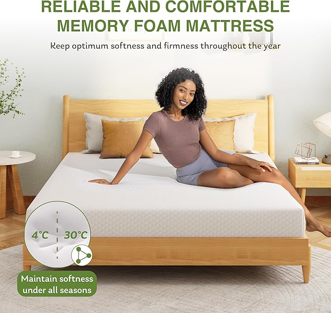 EGOHOME 5 Inch Twin Mattress for Kids, Memory Foam Mattress with Cooling Green Tea Gel, Relieve Pressure with Medium Firm Support, CertiPUR-US Certified, 75''L x 38''W, White