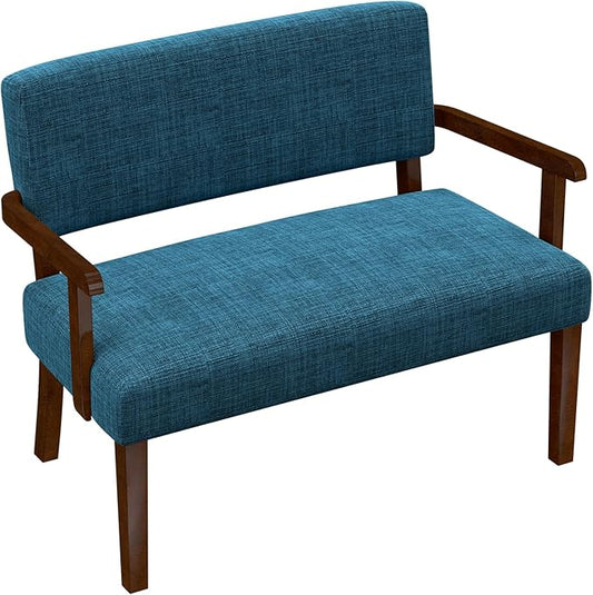 Accent Chair 2 Seat, Arm Chairs with Soft Seat and Armrests for Living Room, Love seat for Dining, Reading, and Waiting Rooms (Blue)