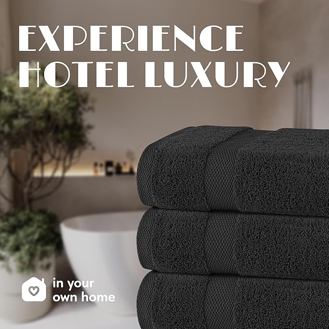 Wealuxe Black Bath Towels 24x50 Inch, Cotton Towel Set for Bathroom, Hotel, Gym, Spa, Soft Extra Absorbent Quick Dry 6 Pack
