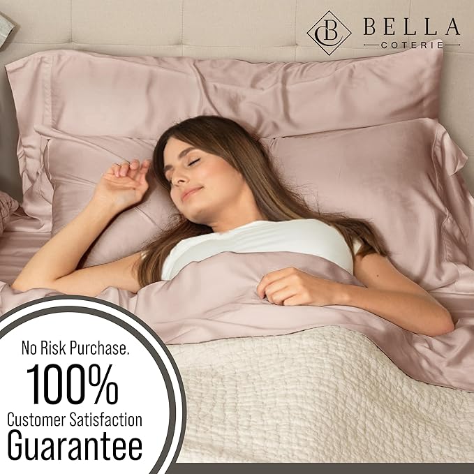 Bella Coterie Luxury Bamboo Viscose Twin Size Sheet Set | 100% Organically Grown | Ultra Soft | Cooling for Hot Sleepers | 18" Deep Pocket [Dusty Rose]