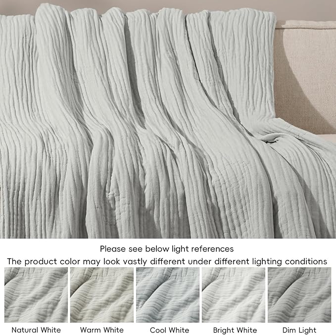 PHF Cooling Muslin Blanket King Size 104"x80", 6-Layer Lightweight Gauze Blanket Made from 35% Rayon Derived from Bamboo & 65% Cotton, Breathable & Ultra Soft Cozy, Aesthetic Home Decor, Harbor Mist