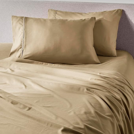 PeachSkinSheets Light Mocha Sheet Set - 1500tc Level of Softness - Extra Soft Cooling Sheets for Hot Sleepers and Night Sweats - Split Head King Size (36" Split)