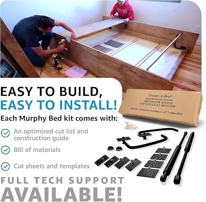 Create-A-Bed Queen Size Deluxe Murphy Bed Kit, Horizontal