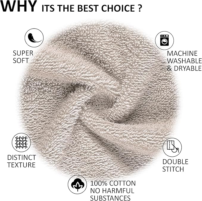 Quick-Dry, Soft & High Absorbent Bath Towels Cotton Turkish Bath Towel Set of 6 | Daily Use 100% Cotton Towels for Bathroom, Gym & More | Bathroom Towels Set (6 Pcs, Ice Silver)