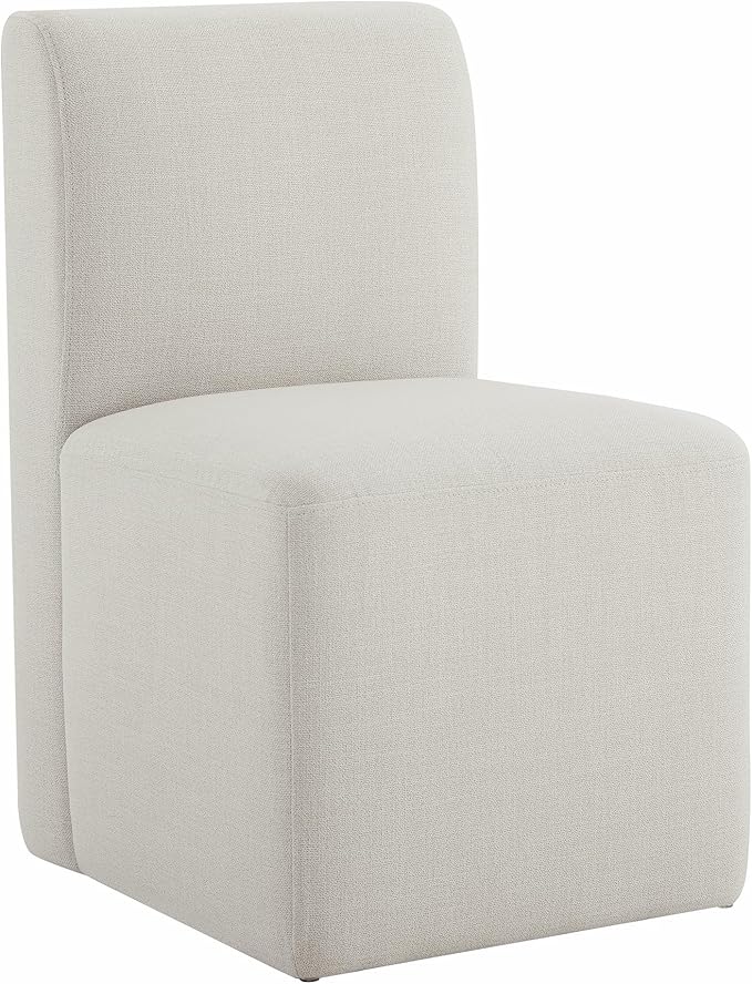 CHITA Dining Chairs with Casters Set of 4, FSC Certified Upholstered Armless Modern Rolling Dining Chairs with Rollers for Bedroom Reading Room Living Room, Linen