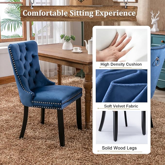 Goujxcy 5-Piece Extendable Dining Table Set for 4, 63-78 Inch Faux Travetine Kitchen Table Set with 4 Blue Upholstered Chairs Modern Wood Expandable Dining Room Table Set for Kitchen Apartment