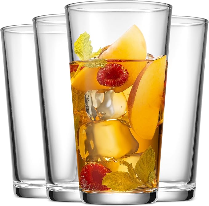 Glaver's Drinking Glasses Set of 8 Mixed Glassware Set, 4 Highballs 17 Oz., 4 Whiskey Glasses 13 Oz., Great For Cocktail Whisky and other Beverages. Dishwasher Safe.