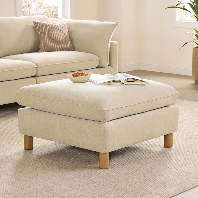 CHITA 127" Super Large Sectional Couches for Living Room, Modular Cloud Couch Sectional Sofa, Premium Fabric Couches, Down Filled, High Density Foam, Chenille in Beige, 5 Seat U Shaped