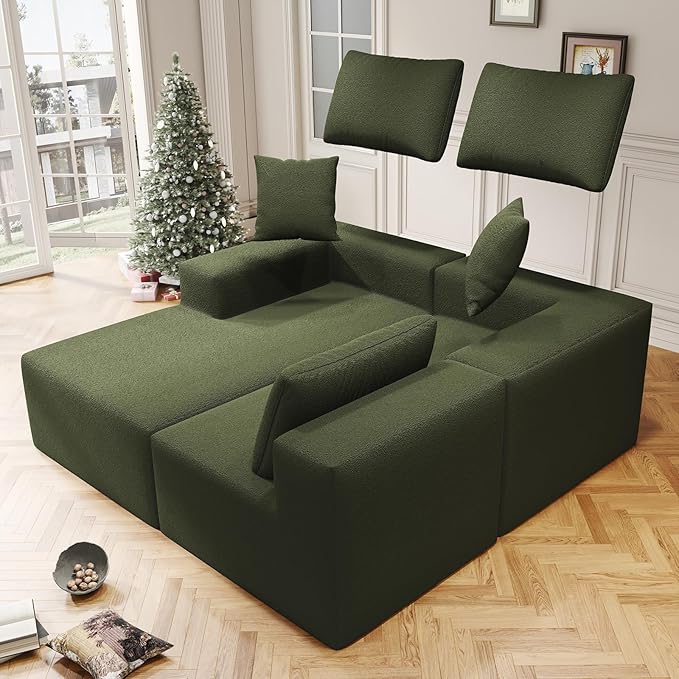 108" Cloud Sectional Couch with L-Shape Chaise,4 Seat Modern Modular Sofa with Deep Seat,Upholstered Couches for Living Room Bedroom, Boneless Couch
