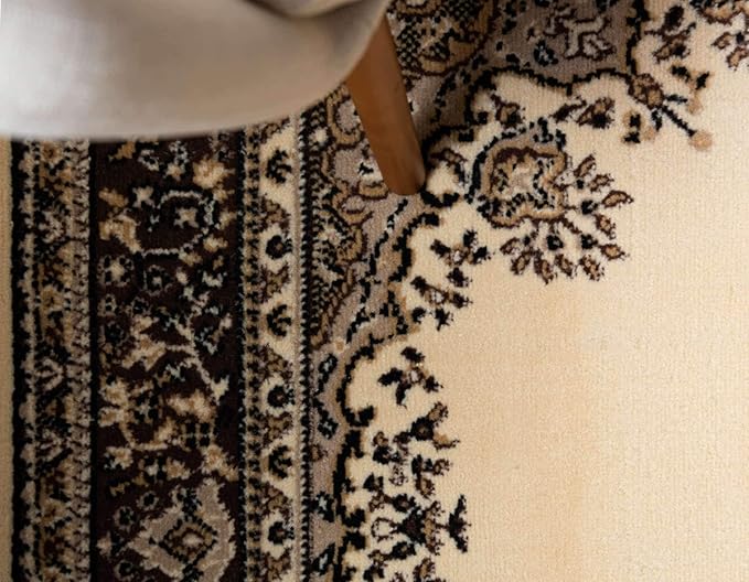 Unique Loom Reza Collection Traditional Persian Style Area Rug, 9 x 12 ft, Ivory/Brown