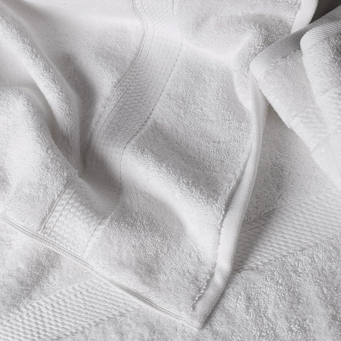 Superior Egyptian Cotton Pile 6 Piece Towel Set, Includes 2 Bath, 2 Hand, 2 Face Towels/Washcloths, Ultra Soft Luxury Towels, Thick Plush Essentials, Guest Bath, Spa, Hotel Bathroom, White