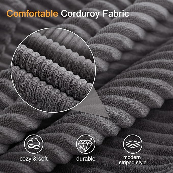 COMAX Convertible Sofa Bed Queen, Folding Floor Couch Corduroy Fold Out Couch Bed Sleeper Mattress with Back Pillows, Boneless Pull Out Loveseat Comfy Futon Lounge for Living Room Bedroom, Grey