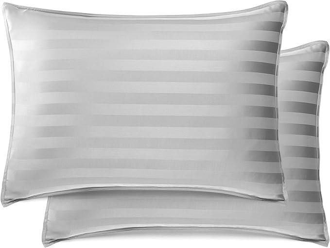 Pure Bamboo Queen Sheets, Genuine 100% Organic Viscose Derived from Bamboo Bed Sheet Set, Luxuriously Soft & Cooling, Double Stitching, 2 Year Quality Promise (Queen, Jacquard Silver)