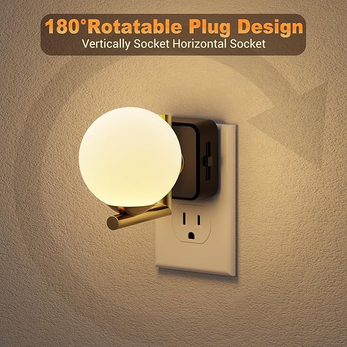 JandCase LED Night Light, 3000K Warm Night Lights Plug into Wall, 0-100LM Dimmable Night Lights with Dusk to Dawn Light Sensor, Plug in Nightlights for Bathroom, Bedroom, Hallway