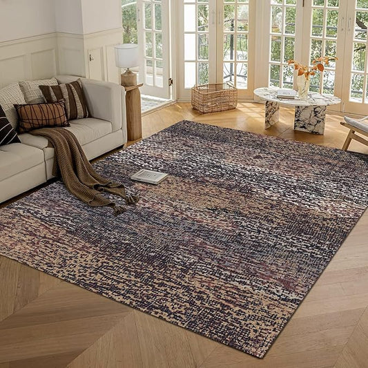 RUGSURE Washable Area Rug - 1/6 Thick - Stain & Water Resistant Non-Slip - Resistant Rug for Living Room, Bedroom, Nursery, Pet & Child Friendly, Vintage Charm Area Rugs (Rust, 4' x 6')