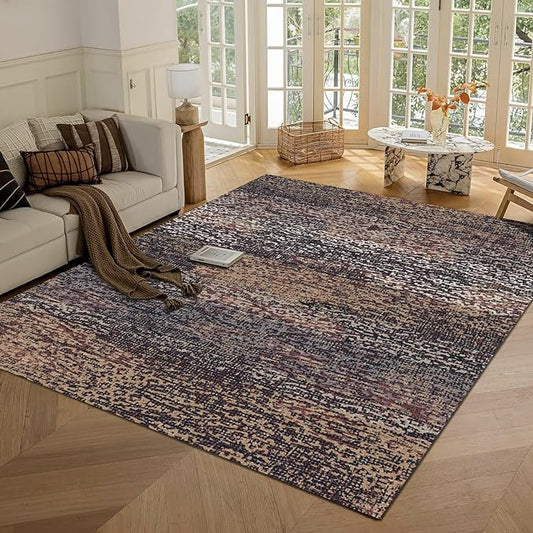 RUGSURE Washable Area Rug - 1/6 Thick - Stain & Water Resistant Non-Slip - Resistant Rug for Living Room, Bedroom, Nursery, Pet & Child Friendly, Vintage Charm Area Rugs (Rust, 8' x 10')