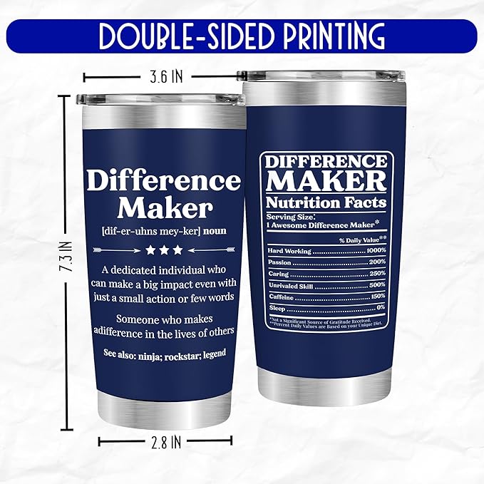 Tumbler For Coworker - Difference Maker Tumbler - Drinking Cup for Coworkers, Difference Maker Gift For Boss, Manager, Man Teacher Appreciation Gifts, Travel Mug Gift Christmas, Anniversary