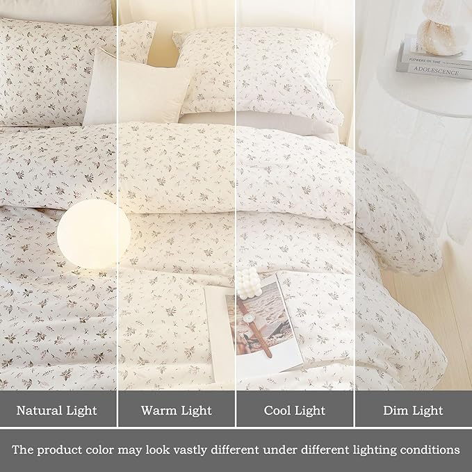 EAVD Reversible Pink Floral Comforter Set King White Soft Washed Microfiber Bedding Comforter Set with 2 Pillowcases Chic Vintage Garden Floral Botanical Comforter Set